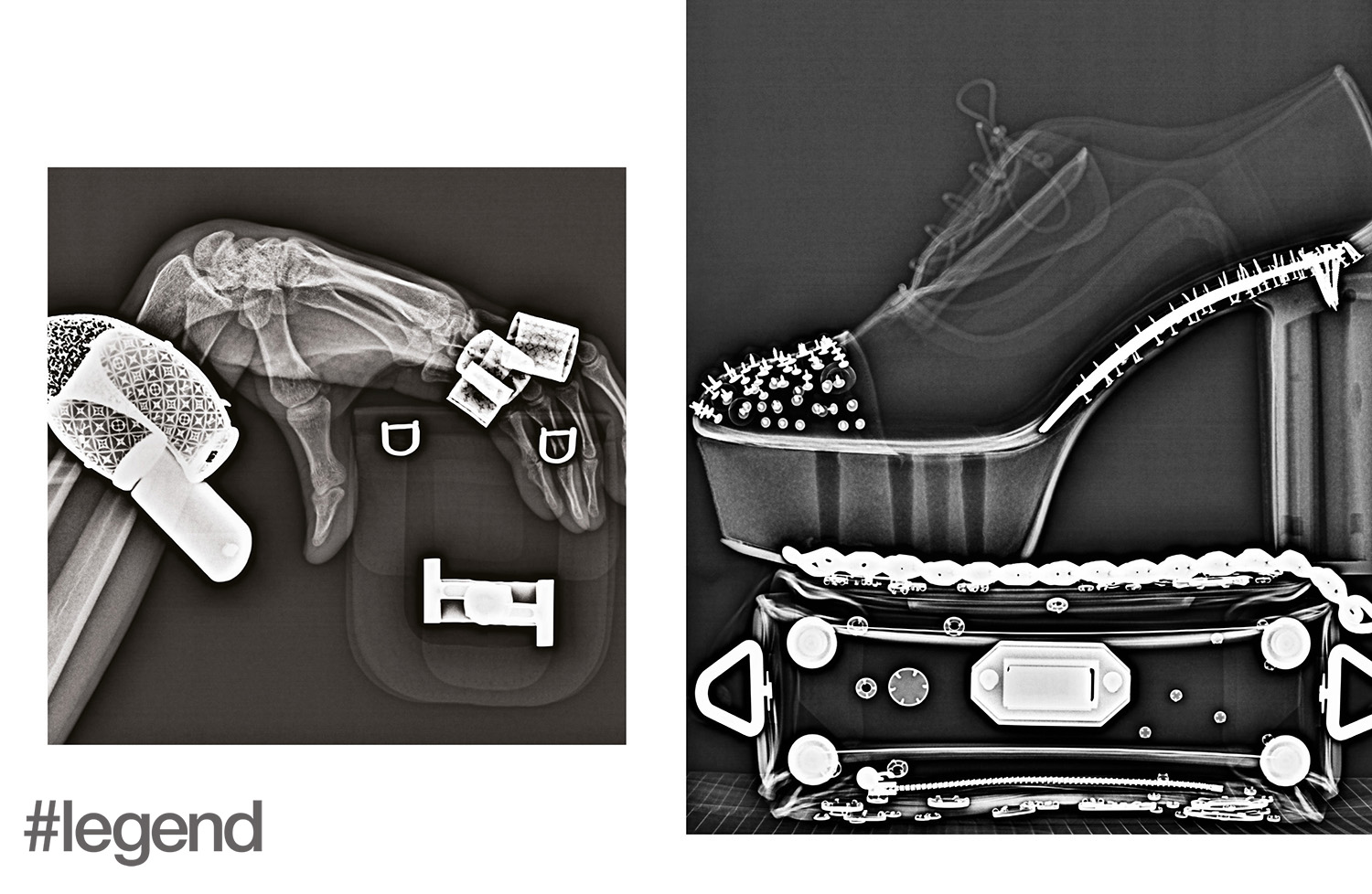 LEFT: Bracelet and rings_ Louis Vuitton | Pouch_ Tod’s; RIGHT: Shoes_ Christian Louboutin | Bag_ Alexander McQueen